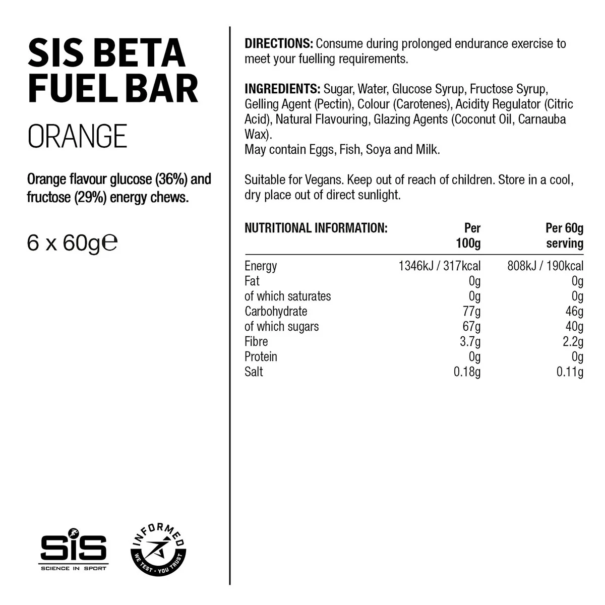 SIS Beta Fuel Orange Energy Chew Bar - Bild 3