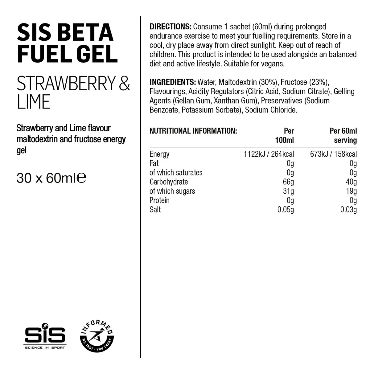 SIS Beta Fuel Gel jordgubb lime 30x60ml - Bild 3